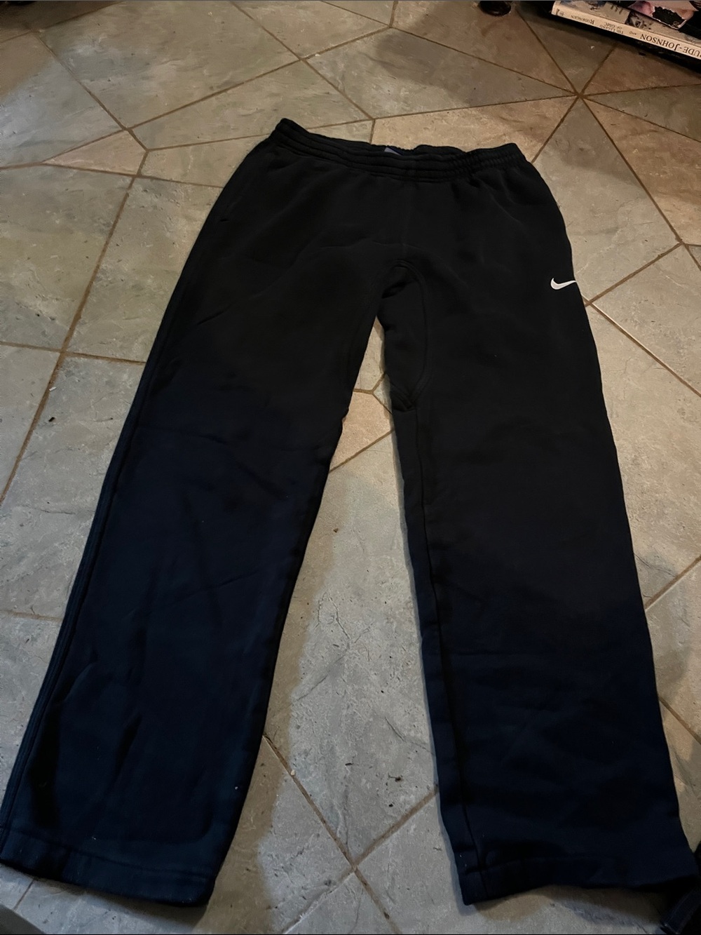 Nike Kids Black Sweatpants with White Swoosh
